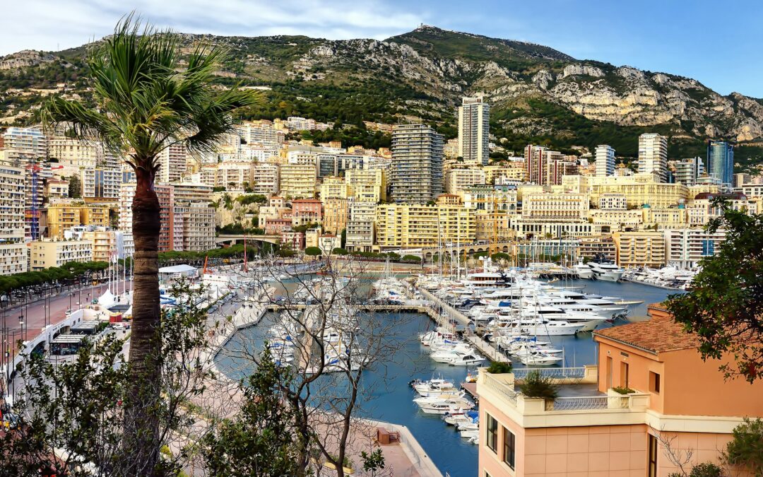 Aerial view of harbour Monaco, Monte Carlo. French riviera panorama.